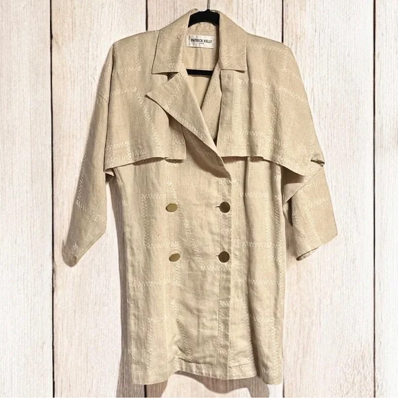Vintage PATRICK KELLY Women’s 100% Linen Beige Jacket ~ Size 38 ~ MUSEUM WORTHY